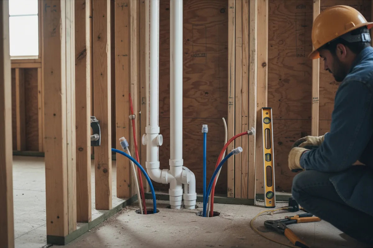 Drain and supply rough-in during Leak Detection in Scotts Mills