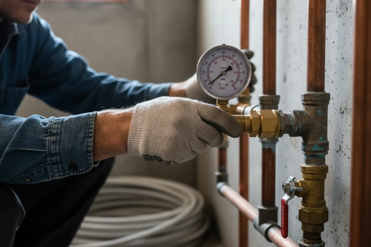 Pressure testing a repaired line during Water Line Repair in Scotts Mills